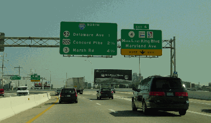 I-95 Signage in Wilmington Delaware