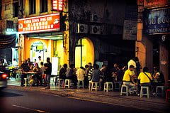 Chinese open air eateries are filled with the local Chinese and foreign tourists as food sold here are taboo for muslims.