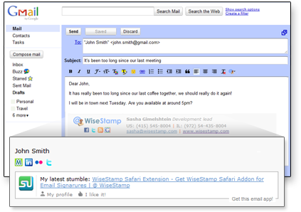 WiseStamp - generated e-mail signature