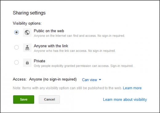 Click the save button to enable online publishing for the general public