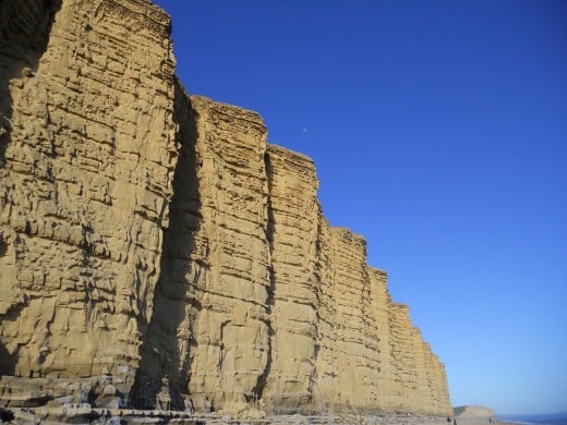 The golden sandstone cliffs at West Bay, Bridport