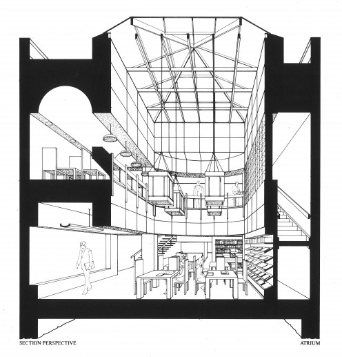 Proposed Neighborhood Library - Ink on Mylar (early 80s)