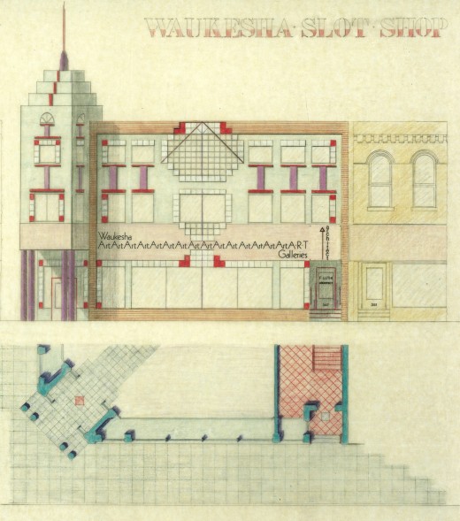 Proposed Storefont In-Fill - Pencil & Colored Pencil on Yellow Trace (early 80s)