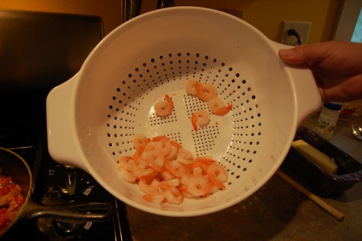 pre-cooked, thawed shrimp