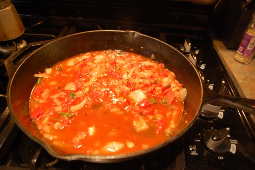 simmering the sauce before adding the shrimp