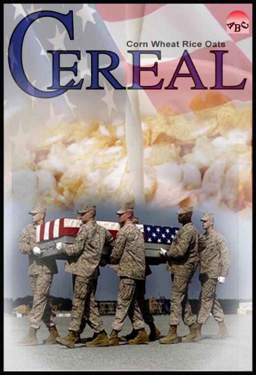 We put Olympic Champions on cereal boxes, but if this was the cover of cereal boxes, would we give up cereal, or give up war? 