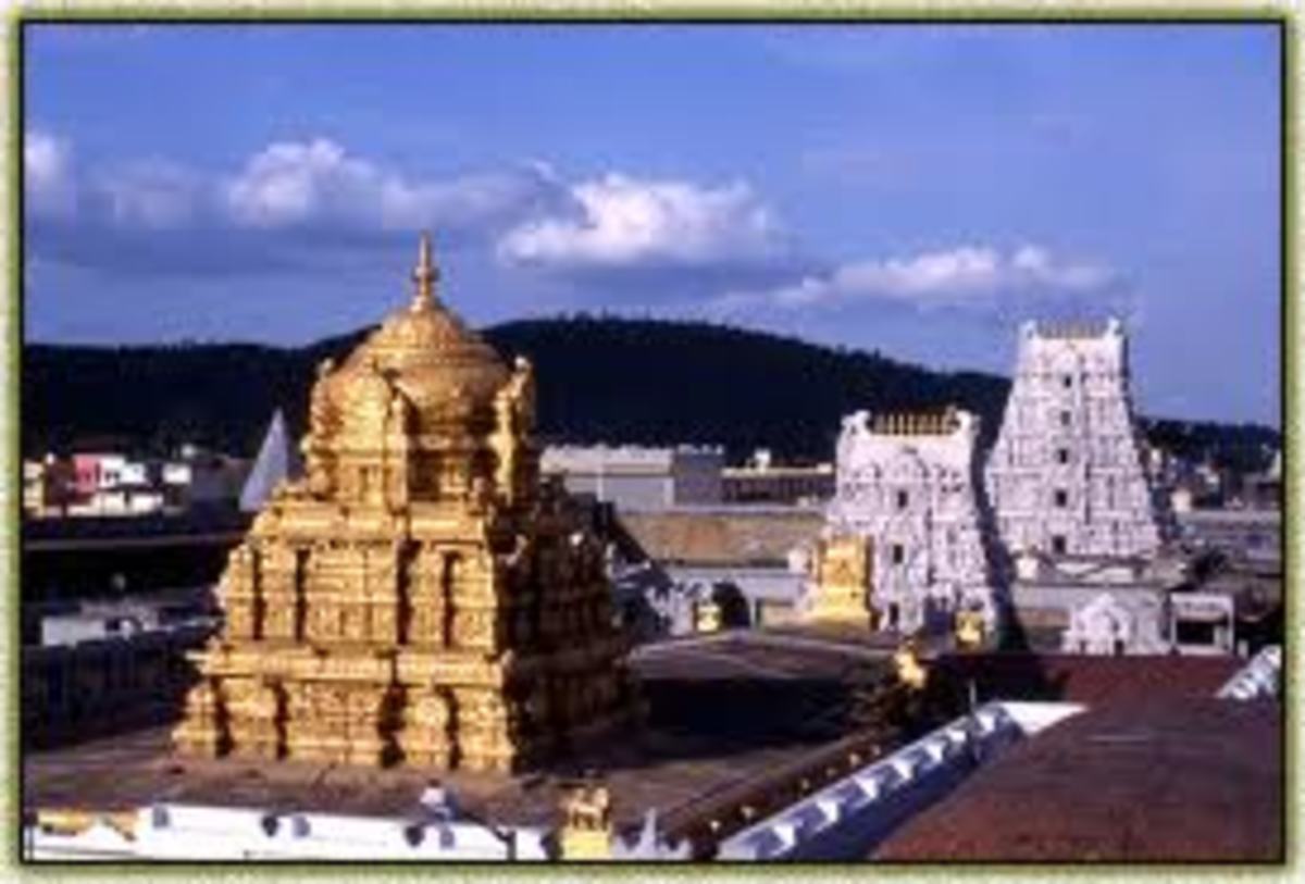 The world famous Tirupati Balaji Temple in Andhra Pradesh