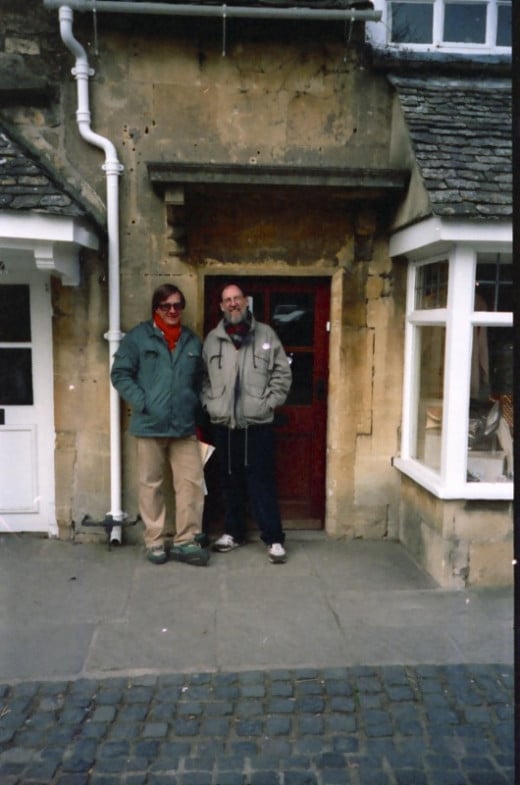 In 1993 we went to the Cotswolds together and this photo was taken of the two of us in a doorway - can't remember the name of the village now!