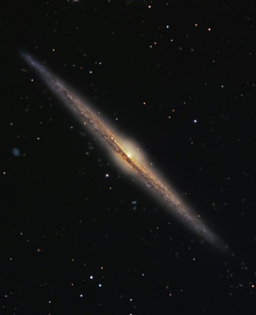 In edge-on barred spiral galaxies, you can see the bar structure even in a side view.
