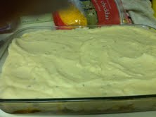 Then layer the mashed potatoes on top.