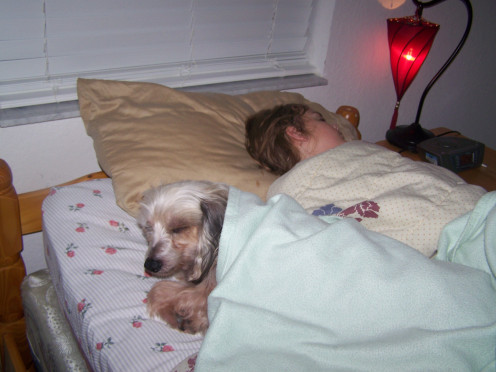 Harry sleeping with my niece Meagan so she wouldn't be scared to sleep alone.  