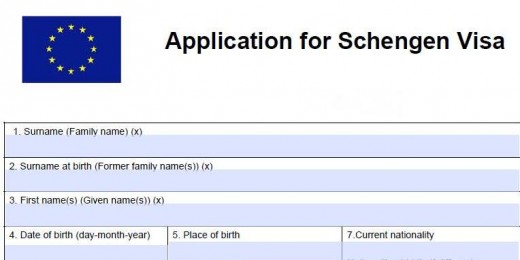 Schengen visa application form sample