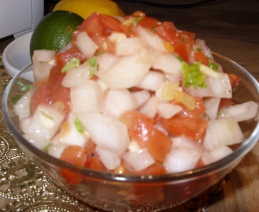 This is my simple salsa with Serrano peppers.
