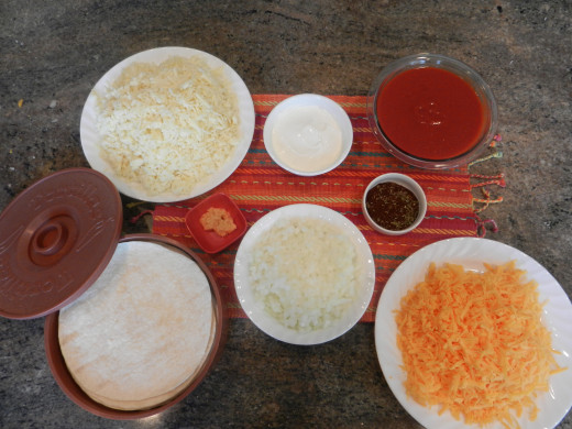 Cheese enchilada ingredients. Minus the parsley. 