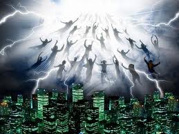 The Biblical event to come is called the "Rapture." the actual words for it in Scripture are "caught up" when Jesus calls all believers and children home to Him in the air and the people left behind are caught off guard because they're not ready.