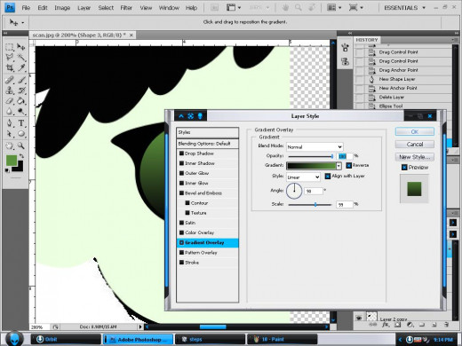 Apply gradient color effect.