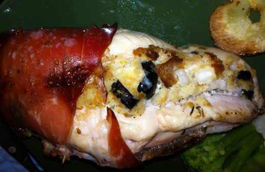 Cooked stuffed chicken breast