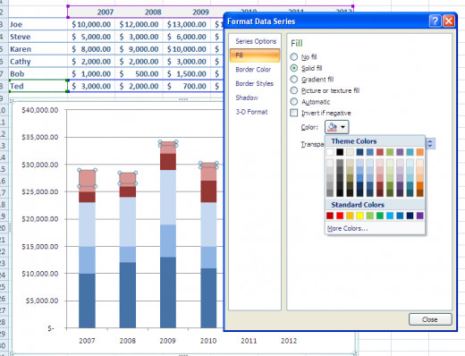 Formatting window in Excel