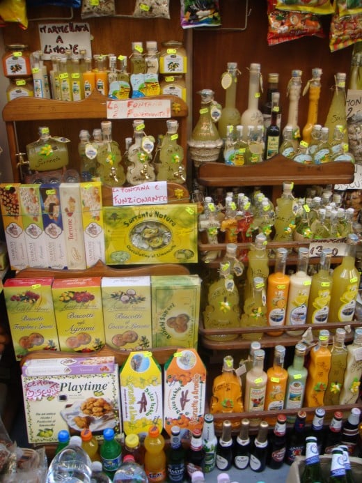 Limoncello products are sold all over the Amalfi Coast