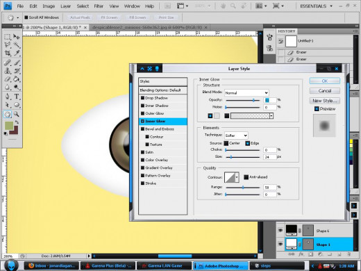 Add inner shadow to the eye's white portion.