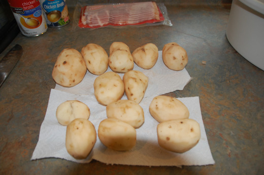 peeled potatoes, my son washed them first for me