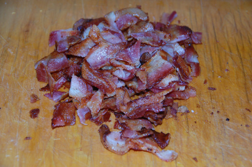 chopped bacon, reserve some for garnish