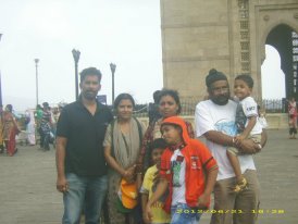 The author with his family in front of the "Gateway of India" Monument, Mumbai.