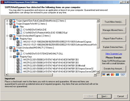 SUPERAntispyware is a particularly effective antispyware application.