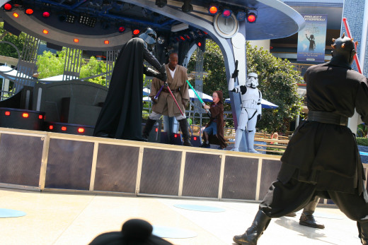 The Jedi training show is not to be missed - the author's five year old son was able to "force-push" the two storm troopers out of the way.
