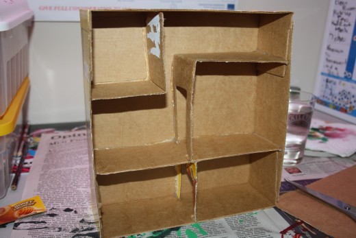 All the pieces hot glued in.