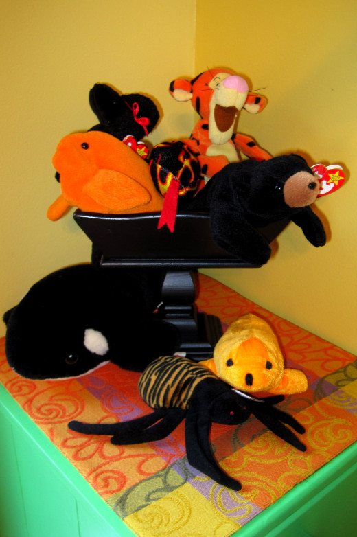 Orange and Black Beanie Babies and other Stuffed Toys:)