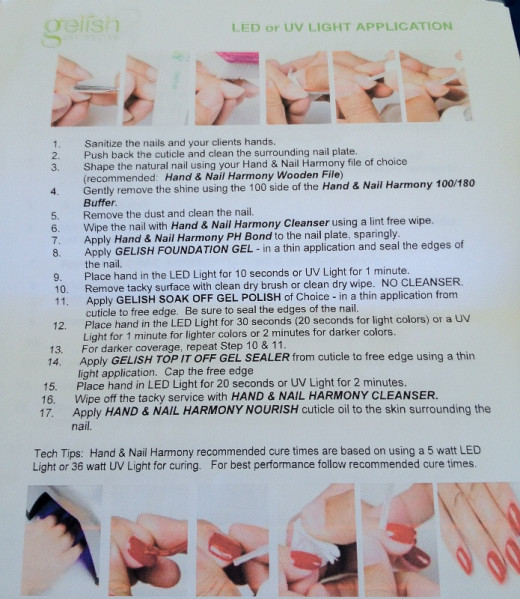 Instructions for applying Gelish can be found on-line.