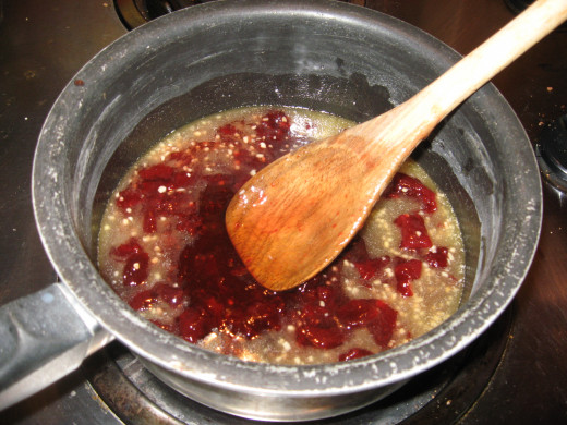 Melt the jam and stir in remaining ingredients.