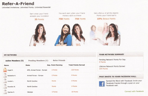 My Refer A Friend page on MyPoints