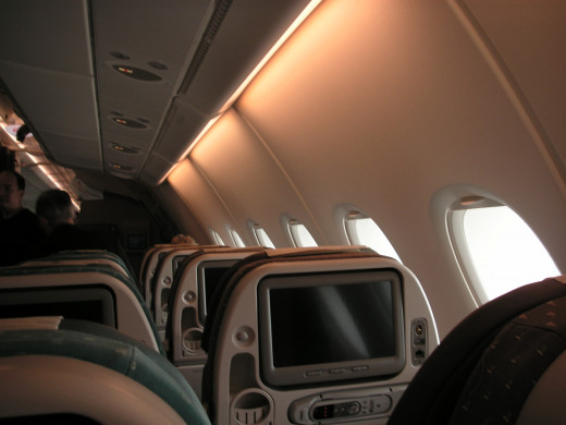 Economy cabin on board SQ's B777-300ER
