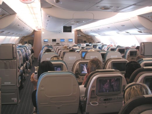 SQ's upper deck economy cabin on their A380