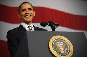 Barack Obama giving a speech