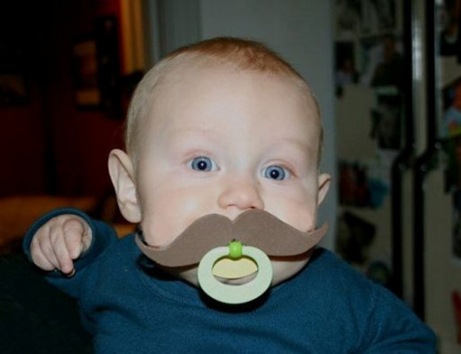 Hipster Baby Binky captures how cool a handlebar mustache can really be!