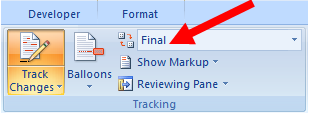 Final showing Markup should be adjusted when editing document in Word 2007 to Final.