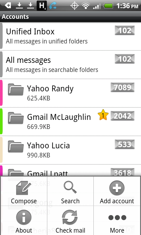 The user interface with the settings bar raised to show you some of the actions that be taken from home screen overview.