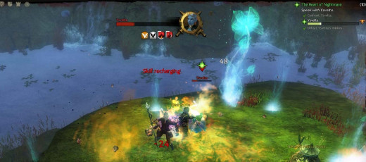 Guild Wars 2 the Heart of Nightmare Quest - defeating Ysvelta is easier with Tiachren and the meteor shower spell