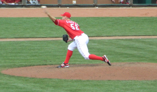 Lefty Tony Cingrani made his Major League debut with the Cincinnati Reds. This is the third strike of his fifth strikeout in relief, which notched Reds fans at the game free LaRosa's pizza and UDF ice cream.