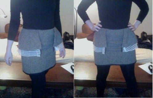 A peplum skirt I made out of a below-the-knee, flared skirt last winter. 