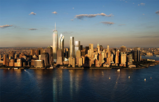 Freedom Tower is tallest building on leftmost side 