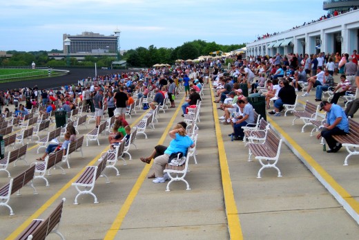 Race fans filling up outdoor seats.