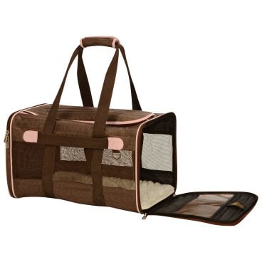 Sherpa Original Deluxe Brown and Pink Pet Carrier Airline Approved