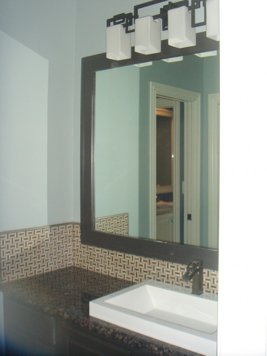 This backsplash was made a bit wider than normal to play up the pattern of the tile.