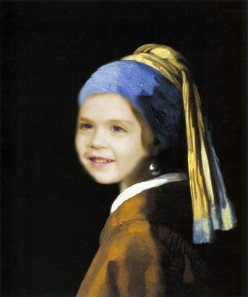 "Daisy Mariposa with a Pearl Earring", a parody based on Jan Vermeer's "Girl with a Pearl Earring", created by Mohan (Docmo) Kumar