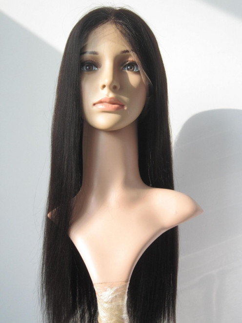 Silk Top Indian Remy Natural Straight Lace Wig