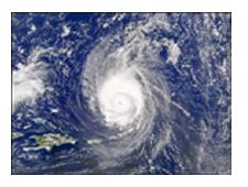 Hurricane as seen from a satellite.